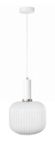 Lampa wisząca szklana MODERNA mleczna biała zawieś