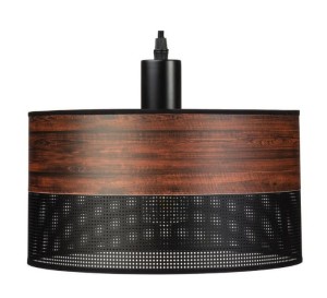 Lampa wisząca wenge czarna abażur złoty środek tuba