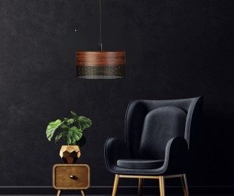 Lampa wisząca wenge czarna abażur złoty środek tuba