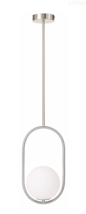 Lampa wisząca chrom mat Milano Ring mleczna kula