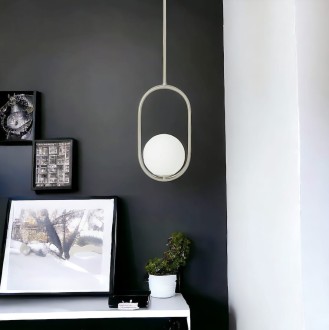 Lampa wisząca silver Milano Ring mleczna kula