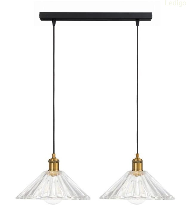 Lampa wisząca na listwie podwójna JAPANDI szklana przezroczysta