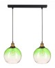 Lampa wisząca na listwie podwójna KULA szklana zielona