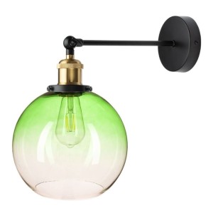 Kinkiet ścienny złota oprawa klosz zielony 20 cm