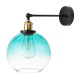 Kinkiet ścienny złota oprawa klosz niebieski 20 cm