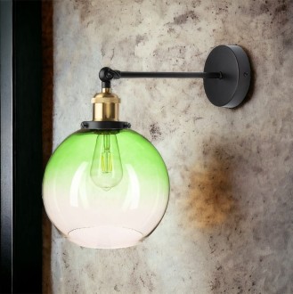 Kinkiet ścienny złota oprawa klosz zielony 20 cm