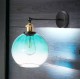 Kinkiet ścienny złota oprawa klosz niebieski 20 cm