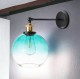 Kinkiet ścienny złota oprawa klosz niebieski 20 cm