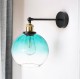 Kinkiet ścienny złota oprawa klosz niebieski 20 cm