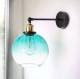 Kinkiet ścienny złota oprawa klosz niebieski 20 cm