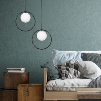 Lampa wisząca czarna Milano Lune mleczna kula