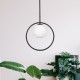piękna lampa wisząca czarna z białą kulą
