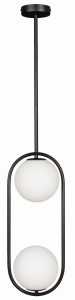 Lampa wisząca czarna Milano Ring podwójna mleczne kule 