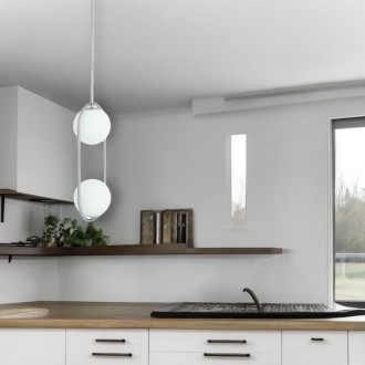 Lampa wisząca silver Milano Ring podwójna mleczne kule