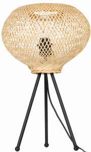 Lampa stojąca czarna NEPTUN Mini z abażurem bambusowym TH04S 