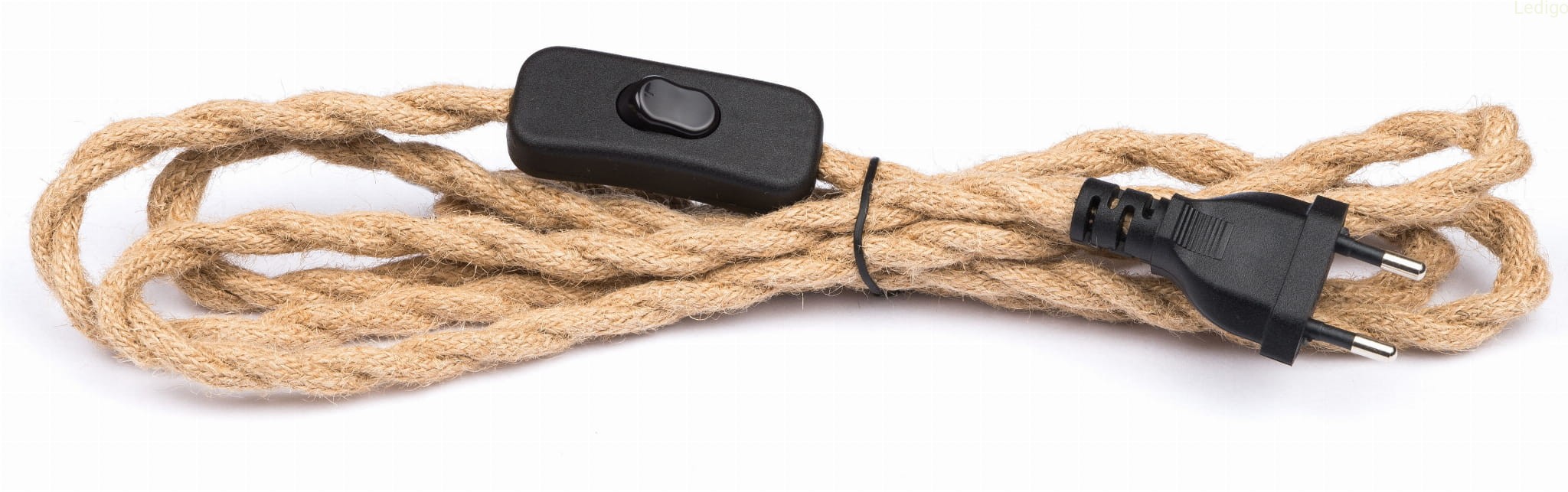Przewód w oplocie kabel z wtyczką 4m juta twist