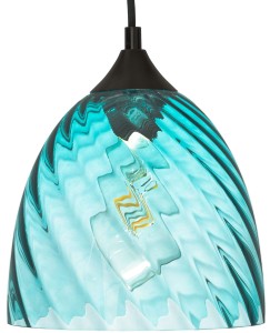 Lampa wisząca szklana niebieska kopuła VELA 