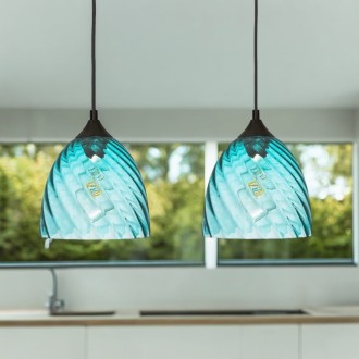 Lampa wisząca szklana niebieska kopuła VELA 