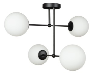 Lampa sufitowa czarna Milano Tower 4 klosze mleczne kule