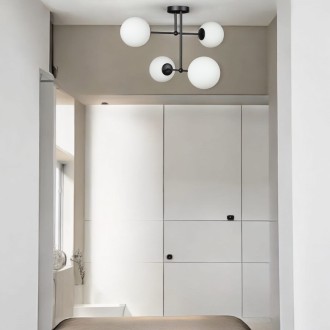 Lampa sufitowa czarna Milano Tower 4 klosze mleczne kule