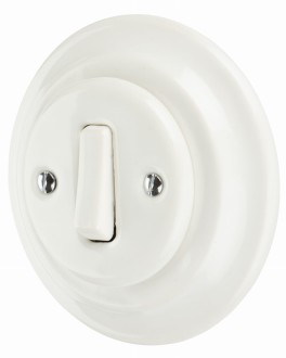 Ceramiczny retro dzwonek do drzwi przycisk dzwonka biały podtynkowy z ramką K1-R231QB