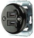 Gniazdo ceramiczne czarne USB BEZ RAMKI K1-2USBAX 