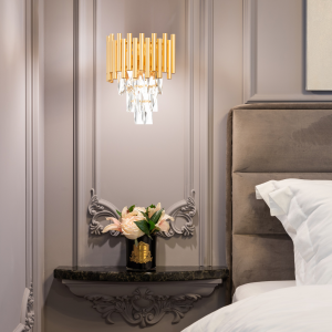 Kinkiet ścienny luksusowy kryształowy Luxury WSC016 Złoty