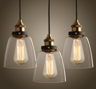 Lampa wisząca szklana kubełek bursztynowa amber