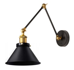 Kinkiet metalowy regulowany Retro ZL104 czarny z włącznikiem 