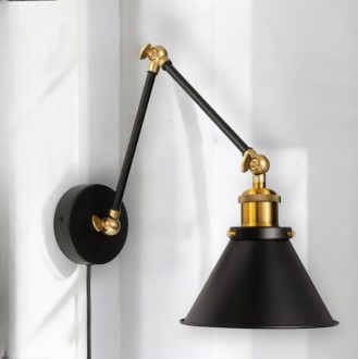 Kinkiet metalowy regulowany Retro ZL104 czarny z kablem 