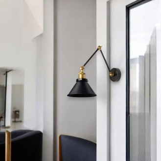 Kinkiet metalowy regulowany Retro ZL104 czarny