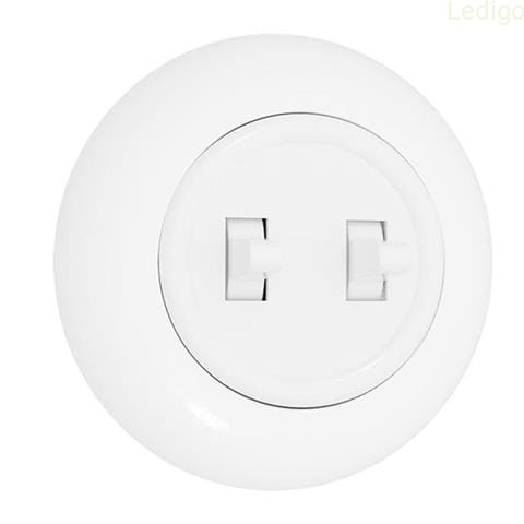 Włącznik podwójny z ramką biały LOFT