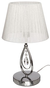 Lampka stołowa chromowana z białym plisowanym abażurem Wenecja