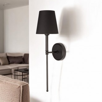 Kinkiet hotelowy z abażurem all black Hampton