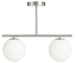 Lampa sufitowa Milano silver podwójna mleczne kule 
