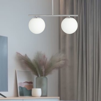 Lampa sufitowa Milano silver podwójna mleczne kule 