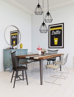 Lampa wisząca loft DIAMENT potrójna na plafonie czarna