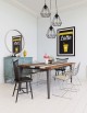 Lampa wisząca loft DIAMENT potrójna na plafonie czarna