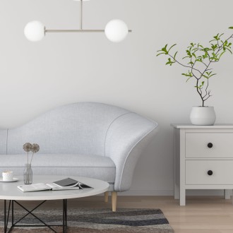Lampa sufitowa Milano silver podwójna mleczne kule  EP1C9