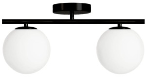 Lampa sufitowa plafon Milano black podwójna mleczne kule  
