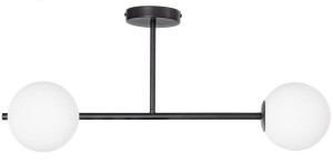 Lampa sufitowa Milano black podwójna mleczne kule  EP1C9 