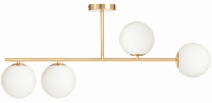 Lampa sufitowa Milano 4 klosze mleczne kule gold