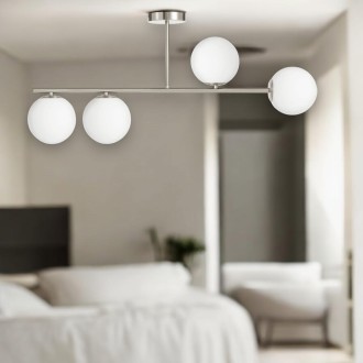 Lampa sufitowa Milano 4 klosze mleczne kule silver