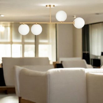Lampa sufitowa Milano 4 klosze mleczne kule gold