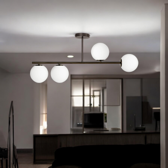 Lampa sufitowa Milano 4 klosze mleczne kule black