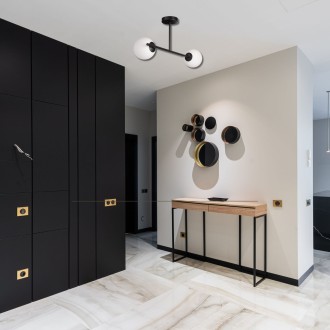 Lampa sufitowa Milano black podwójna mleczne kule  EP1C9 