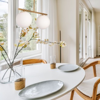 Lampa sufitowa Milano golden mat podwójna mleczne kule  