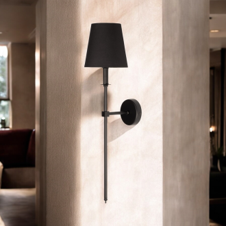 Kinkiet hotelowy z abażurem all black Hampton Lux 