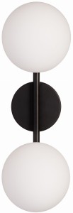 Kinkiet Milano black podwójny mleczne kule 