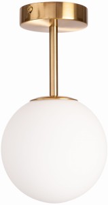 Lampa sufitowa plafon Milano gold pojedyncza mleczna kula